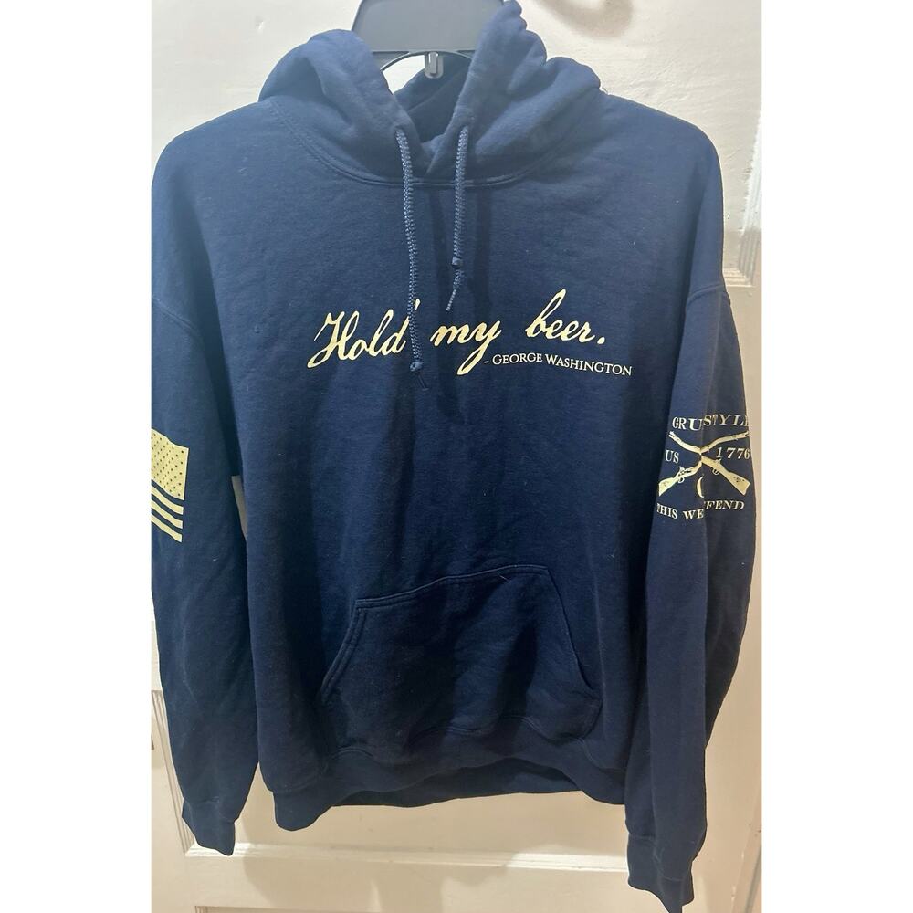 Grunt Style Size Medium Hold My Beer Pullover Hoodie - Midnight Navy